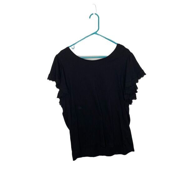 Time and  Tru Black  Ruffle Sleeve Shirt T Shirt Top Blouse Womens Size 3X (22) - Picture 1 of 5
